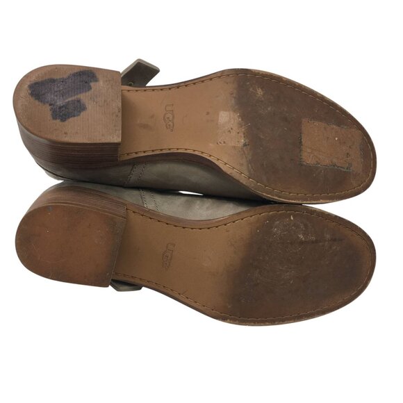 UGG Elora Taupe Suede Ankle Boots Womens 9.5 Wrap Strap Block Heel Western Style - Picture 9 of 16